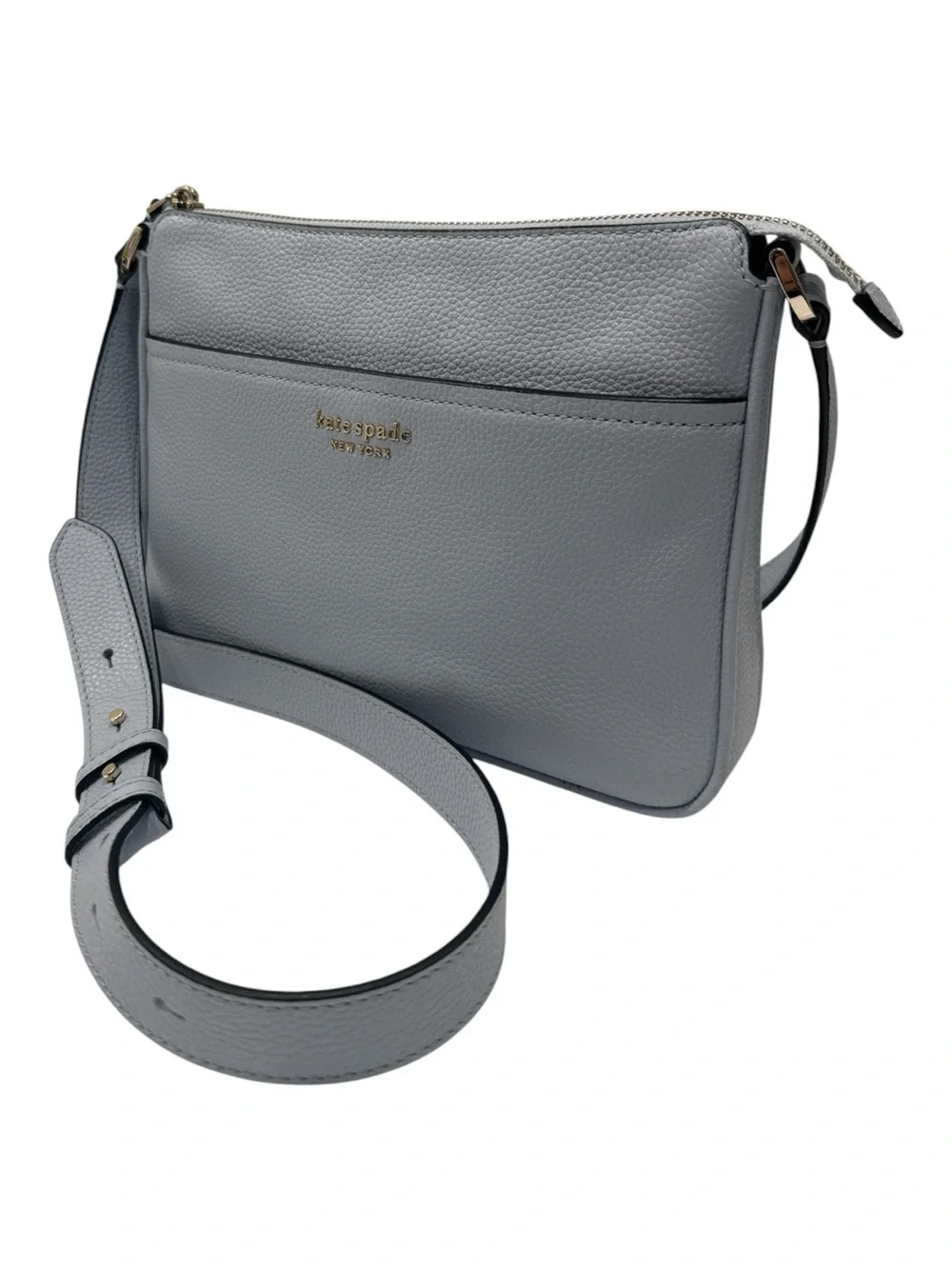 kate spade new york Run Around Medium Pebbled Leather Crossbody baby blue